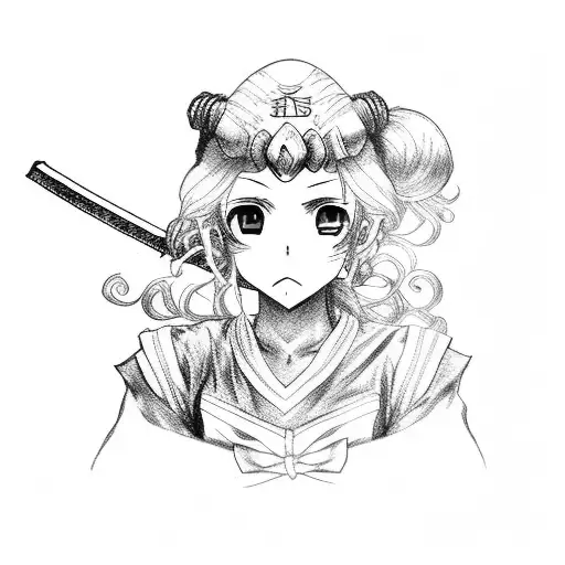 Anime Sailor Girl Holding Katana