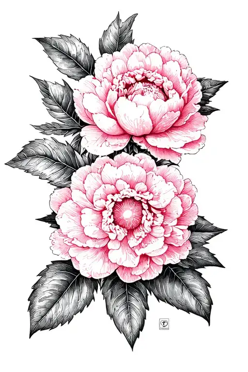 Bay Leaf And Blooming Peonies Flower