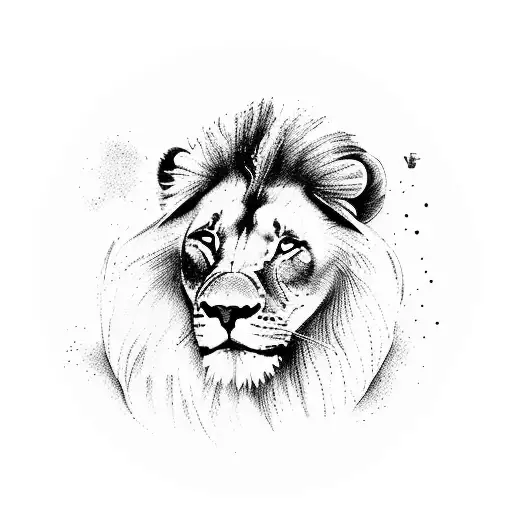 A Serene Nature Scene With A Lion And A Skier Peacefully Coexisting