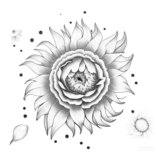 Sun With Peonies And Sunflowers