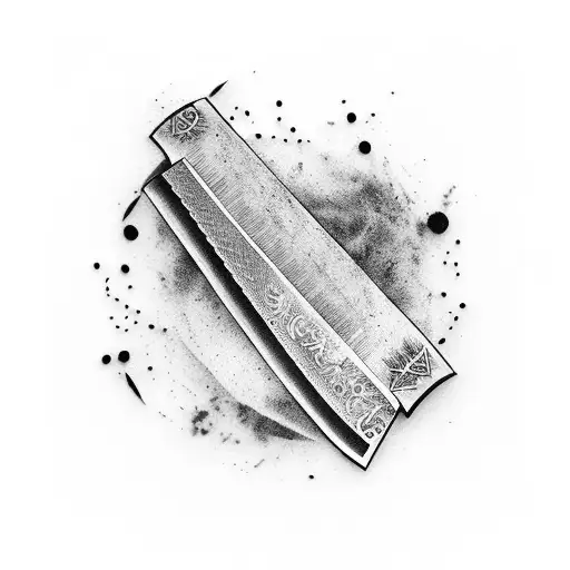 A Chef's Knife And A Cricket Bat Crossed Over Each Other