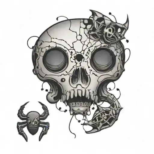 A Video Game Controller Morphing Into A Skull With Spiderwebs And Spiders Crawling Around It
