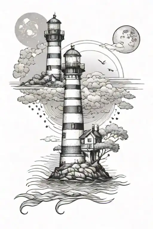 Lighthouse Island Life Peaceful Water