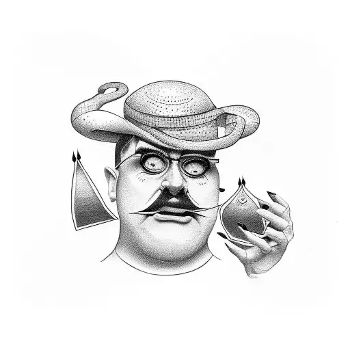 A Humorous Tattoo Of A Philosopher Magician Performing Tricks With A Witty Quote