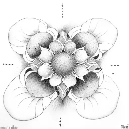 Five Petal Flower And Sun At The Center