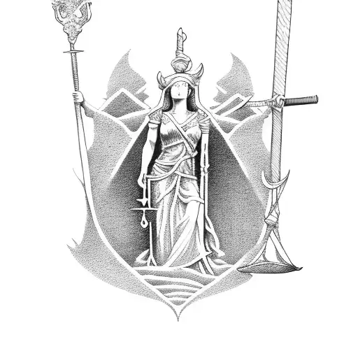 Lady Justice As Caduceus And Sword