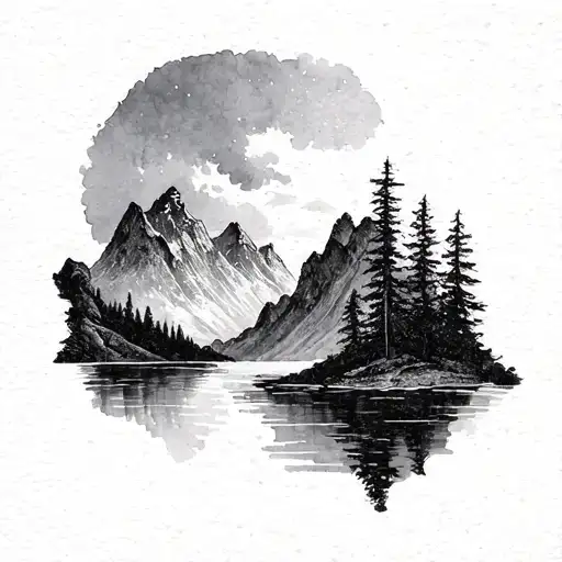 Moutains Water Color Henri