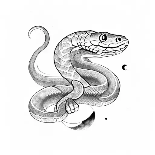 Snake With A Moon Behind It
