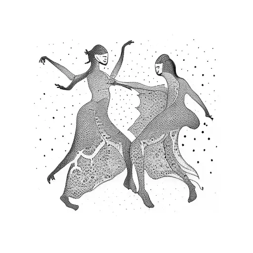 Me And My Friends Dancing In Cave Art Style