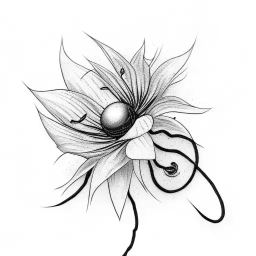 Black And Red Tattoo With The Japanese Red Sun And A Black Spider Lily