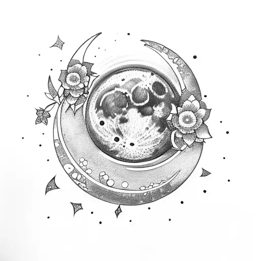 Moon With Flower Growing Around It