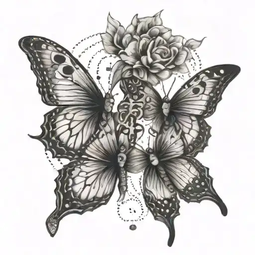 Two Butterflies With A Religious Cross Between Them