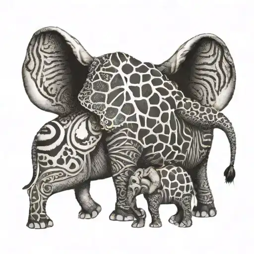 Giraffe Elephant Turtle Zebra