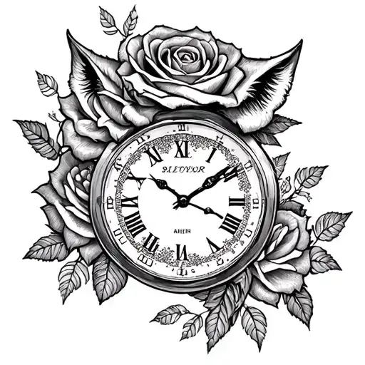 Roses Clock Wolf