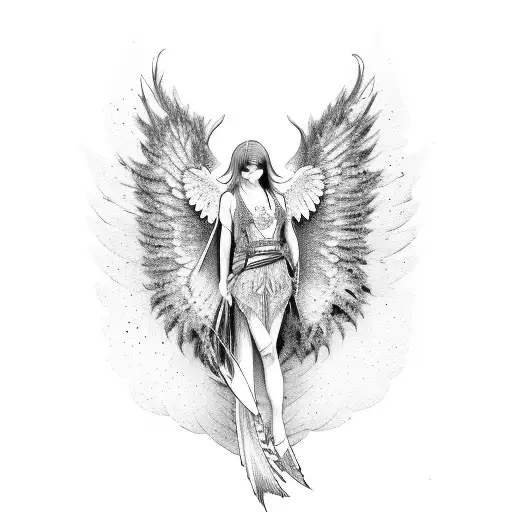 Fallen Female Angel With Black Wings