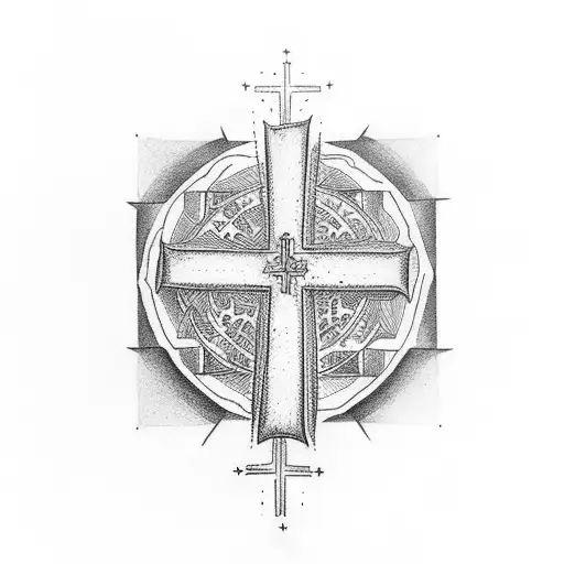 Christian Cross Inside A Reset Symbol