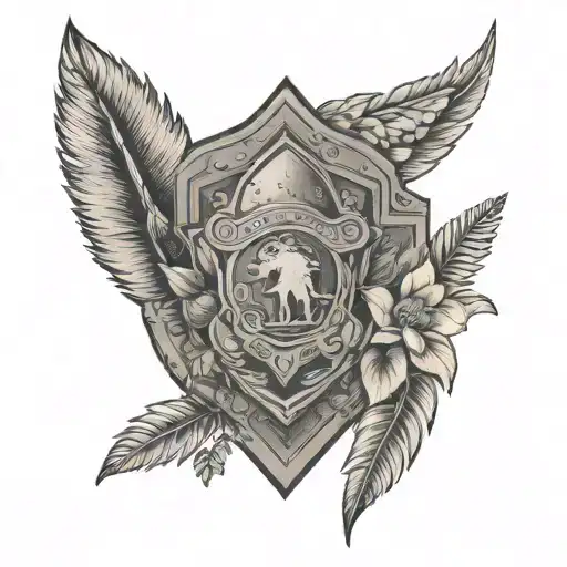 A Police Badge Morphing Into A Spartan Shield With Canary Island Flora And Fauna