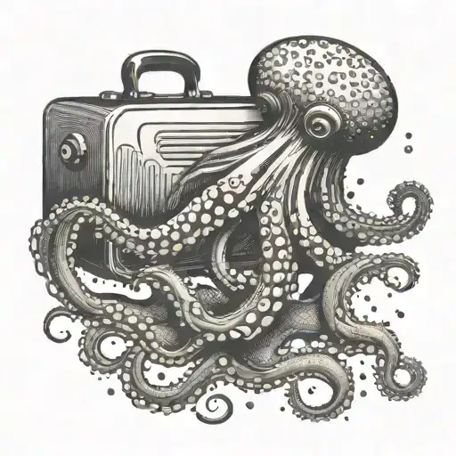 An Octopus Dragging A Toaster Below The Water