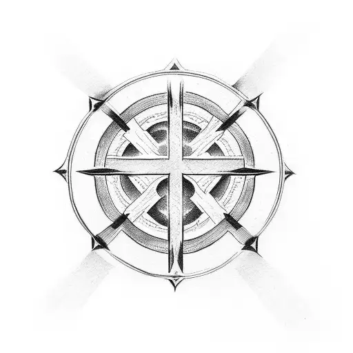 Christian Cross Inside A Reset Symbol
