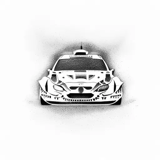 A Dotwork Design Portraying The Intense Speed And Motion Of A Rally Car In Action