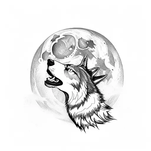 A Wolf Howling At The Moon While Riding A Bike On Water