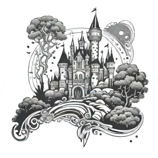 A Whimsical Disney Castle With A Hidden Tiger Silhouette