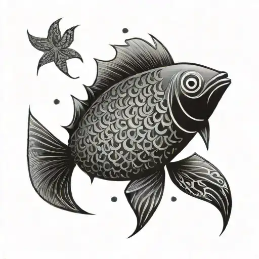 A Geometric Pattern Resembling Fish Scales With Maori Elements Incorporated