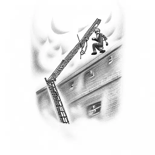 Firefighter Climbing A Ladder To Heaven