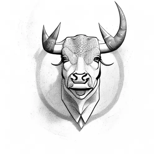 Realistic Bull Head With A Croocked Smile And Old Style Tuxedo