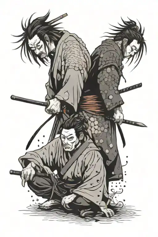Honorable Seppuku And Depressed Samurai With No Face