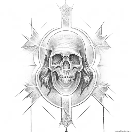 The Phrase 'Only Jesus For My Pain' Incorporated Into A Skeletal Design