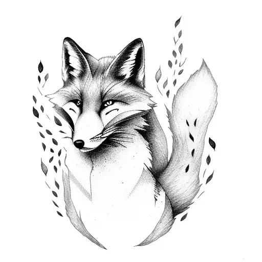 Fantasy Fox In A Misty Atmosphere With Fireflies