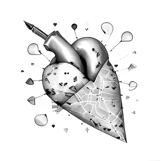 A Map Of Italy Shaped Like A Heart With A Feather Quill Pen