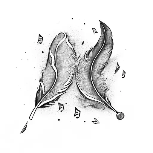 A Feather Transforming Into A Trail Of Musical Notes