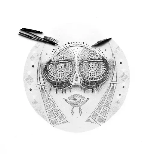 Indigenous Dot Painting Black And White