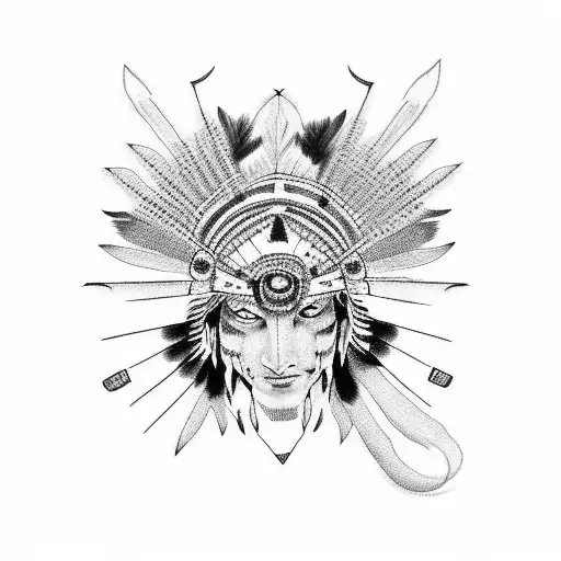 Seeing Wokf From The Side With Native Indian Style