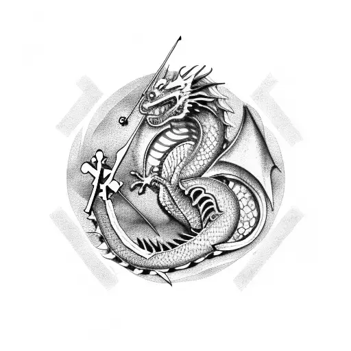 Dragon With Clock With Cross