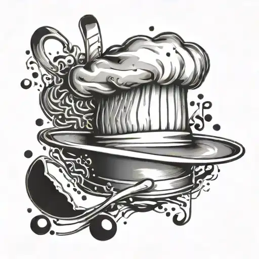 Musical Notes Forming A Chef's Hat With A Pool In The Background