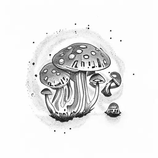 An Intricate Tattoo Of A Mushroom Made Entirely Out Of Music Notes