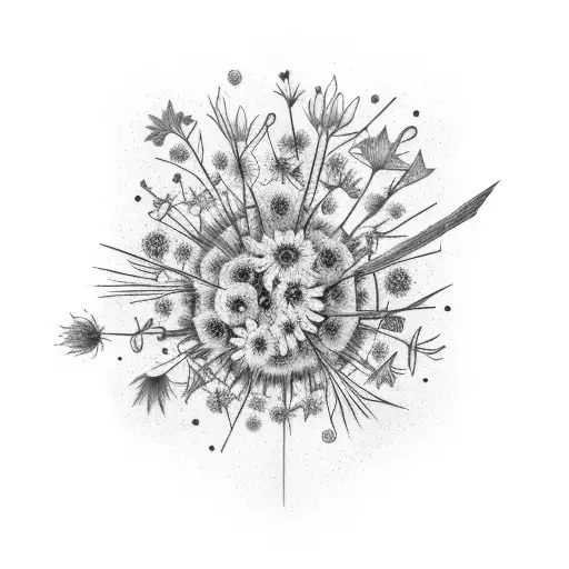 A Field Of Wildflowers With A Hidden Witch Broom Camouflaged Within