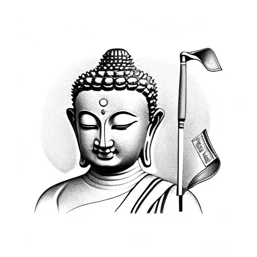 Buddha With Golf Bag On Back