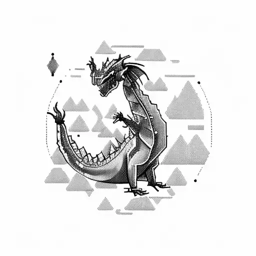 A Pixelated Dragon Emerging From A Glitchy Computer Screen