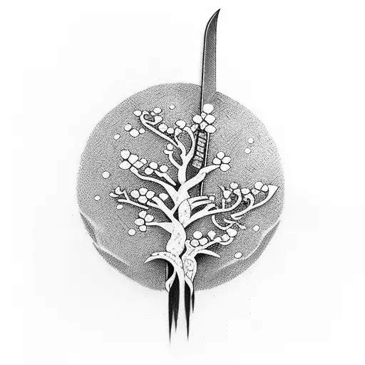 Sword With Cherry Blossom Tree