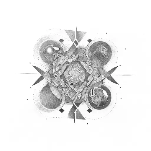 An Abstract Representation Of Self-employment With Symbols And Shapes