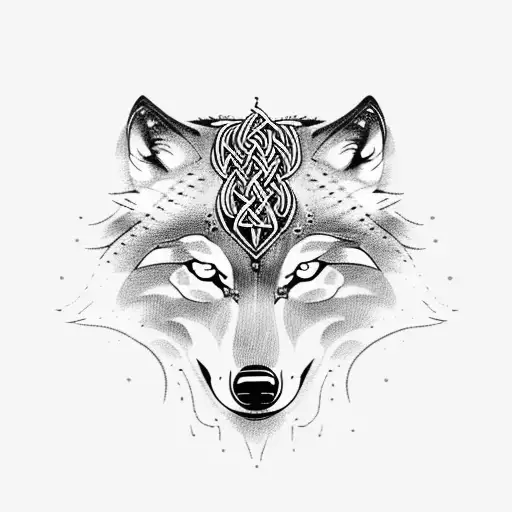 Wolf With Viking Symbols