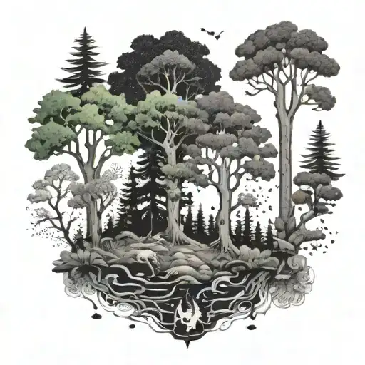 An Ancient Forest With Hidden Symbols Of Success And Happiness