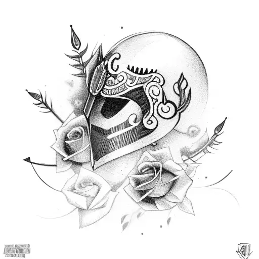 Arrows With Roses And Warrior Mask