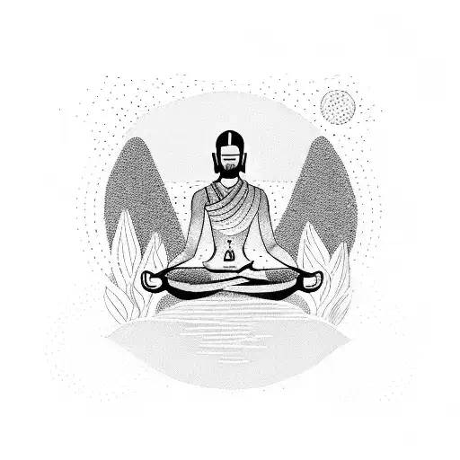 A Silhouette Of A Person Meditating In Front Of A Scenic Travel Destination