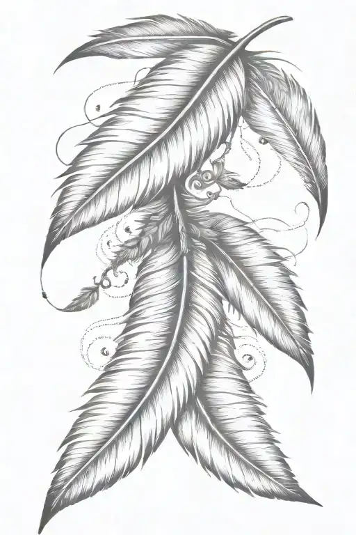 Intricate Hanging Feather With Small Birds