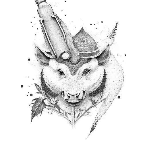 Agricultural Tools And Equipment Integrated With Nature Elements